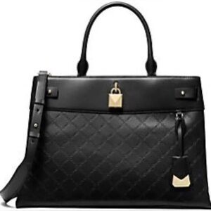 Michael Kors Black Logo Quilted Leather Satchel NWOT MSRP: $398.00